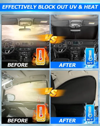 Vista 3 de Karltys - Set de 3 parasoles para parabrisas para Nissan Titan 2020-2025, parabrisas frontales y laterales reflectantes con ajuste personalizado