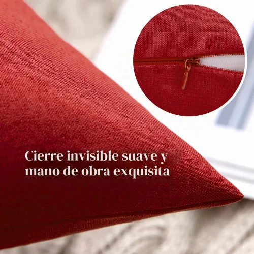 Vista 3 de MIULEE - Paquete de 2 fundas de almohada decorativas para exteriores, impermeables, sólidas, de lino, para jardín, granja, para Navidad, para patio