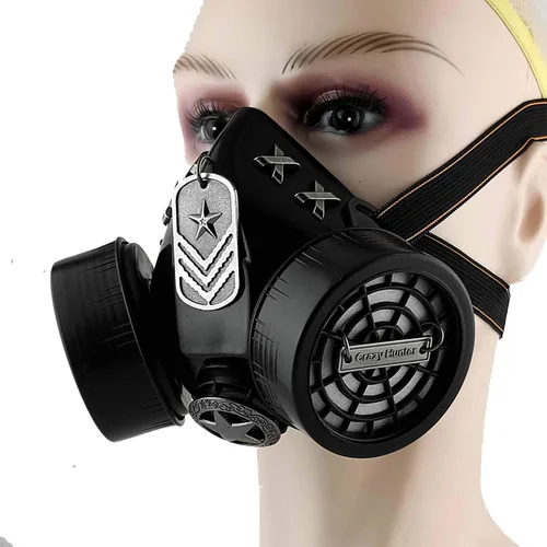 Vista 7 de Nueva estrella Steampunk gótico máscara de gas Cosplay Respirador Accesorios Negro