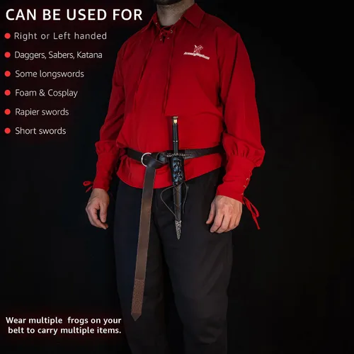 Vista 3 de Armory Replicas™ - Funda de daga de cuero genuino - Rana espada ajustable de inspiración medieval para armas pequeñas
