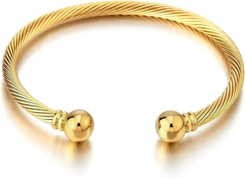 Vista 7 de Pulsera de acero inoxidable trenzada COOLSTEELANDBEYOND elástica ajustable para hombre y mujer