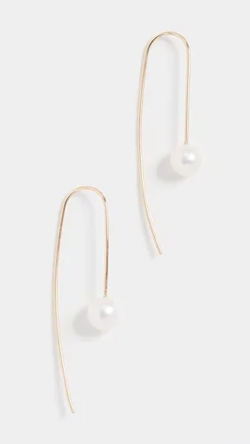Vista 2 de Pendientes de alambre de perlas cultivadas en agua dulce blanco de 14 quilates para mujer