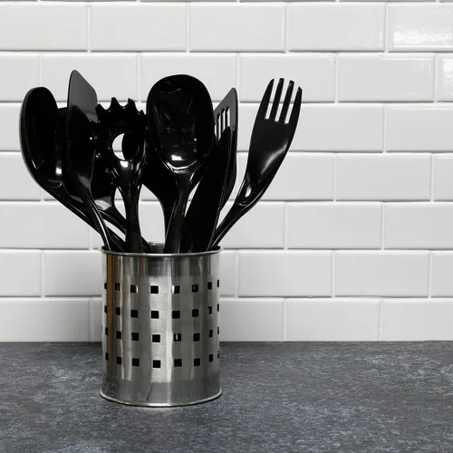 Vista 3 de Chef Craft Basic - Espátula ranurada de melamina, 11.25 pulgadas, color negro