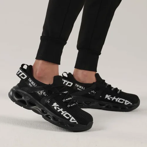 Vista 6 de KCVTD Zapatos de punta de acero para hombres, zapatos de trabajo de seguridad para mujer, zapatos de acero indestructibles, a prueba de pinchazos