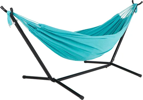 Vista 6 de Bliss Hammocks Hamaca de 60 pulgadas de ancho y soporte integrado con funda de transporte y accesorios para colgar en interiores, exteriores, junto