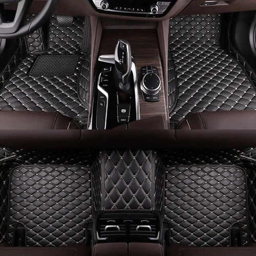 Vista 17 de Alfombrillas de cuero personalizadas para la parte delantera y trasera y de la tercera fila para automóvil, se adapta a la mayoría de SUV, sedán