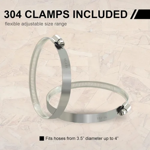Vista 4 de TTFLEX - Manguera de recogida de polvo resistente de 4 x 20 pies, manguera colectora de polvo de PVC transparente y flexible con 2 abrazaderas