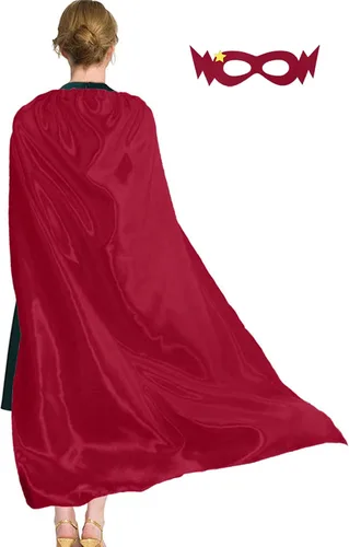 Vista 2 de D.Q.Z Adults Superhero-Cape and Mask, Gifts for Men Women-Birthday Halloween Cosplay Costume Party