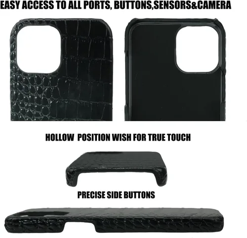 Vista 3 de Funda de cuero para iPhone 13 Pro, diseño clásico retro, suave TPU delgado, a prueba de golpes, funda de cuero de diseñador para iPhone 13 Pro, moda