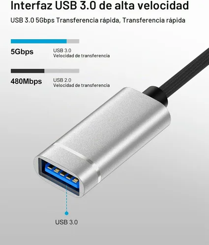 Vista 2 de Adaptador USB C/Lightning 2 en 1 a USB 3.0, cable adaptador USB a USB C OTG