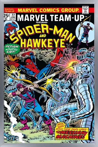 Vista 11 de Trends International Marvel Comics - Póster de pared de Hawkeye y Spider-Man, 22.4 pulgadas de largo x 14.7 pulgadas, versión enmarcada de madera