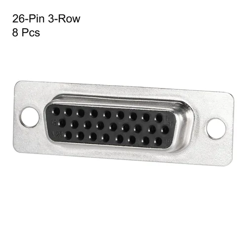 Vista 2 de uxcell Conector D-sub DB26 hembra de 26 pines 3 filas terminal de puerto para equipos mecánicos computadoras CNC paquete de 8