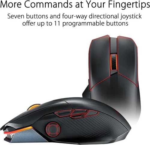 Vista 4 de ASUS ROG Chakram X Origin - Mouse para juegos, conectividad trimodo (2.4 GHz RF, Bluetooth, cableado), sensor 36000 DPI, 11 botones programables