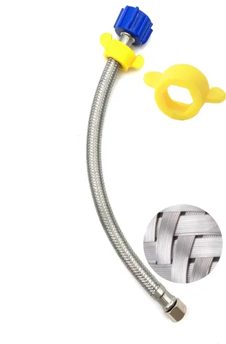 Vista 8 de Klabb Conector de grifo de cocina de baño de 24 pulgadas de largo, manguera de suministro de acero inoxidable trenzada, rosca de compresión hembra