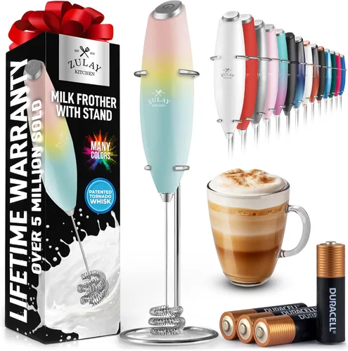 Vista 87 de Zulay Milk Boss Espumador de leche potente manual, hace espuma para latte, batidor para mezclar bebidas, café, miniespumador para capuchino, frappé