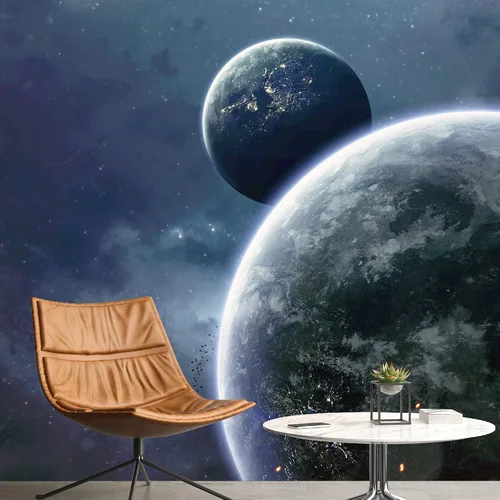 Vista 24 de NWT Calcomanía removible para pared, diseño de nube galáctica, estrella, nebulosa, fantasía, ciencia ficción, astronomía y arte espacial, arte