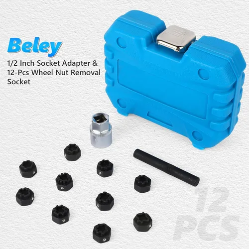 Vista 9 de BELEY Tuercas de bloqueo de rueda Spline para llave de rueda automotriz removedor de tornillos antirrobo Kit de extracción de llaves