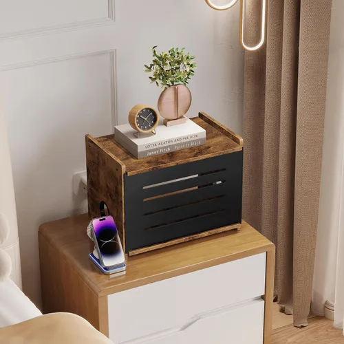 Vista 9 de Estante para enrutador Homode, caja ocultadora de madera para WiFi, soporte para estante de proyector, caja de almacenamiento para enrutador