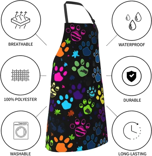 Vista 6 de Delantales con diseño de girasol para el hogar, 2 bolsillos, 33 x 28 pulgadas, para hombres y mujeres, babero de cocina impermeable en acuarela