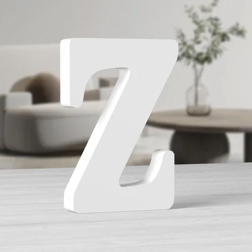 Vista 24 de AOCEAN Letras de madera grandes blancas de 10 pulgadas, letras de madera sin terminar para decoración de pared, letras decorativas de pie