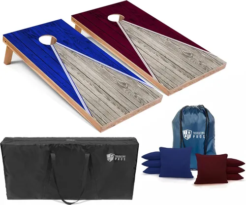 Vista 42 de Tailgating Pros Juego de tablero de Cornhole ligero con diseño piramidal con bolsas de frijoles y estuche de transporte, juego de cornhole
