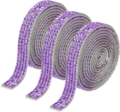 Vista 13 de MECCANIXITY 3 rollos de cinta de diamantes de imitación autoadhesiva de 3 yardas y 0.315 in para proyectos de artes y manualidades, pasteles de Beige