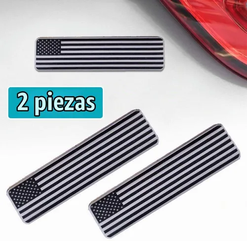 Vista 2 de Generic 2X US USA American Flag Metal Car Trunk Emblem Fender Badge Sticker Car Truck Decal, Chrome Black, Universal Fit, Vehicle Specific Fit Negro