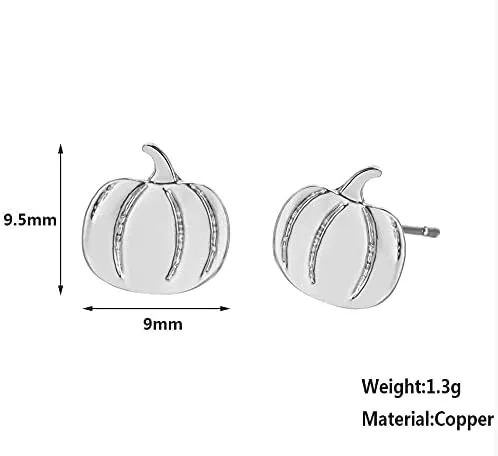 Vista 6 de Collar con colgante de calabaza pequeña para mujer, joyería de fiesta de Halloween, aretes de otoño y otoño, regalo del día de Acción de Gracias