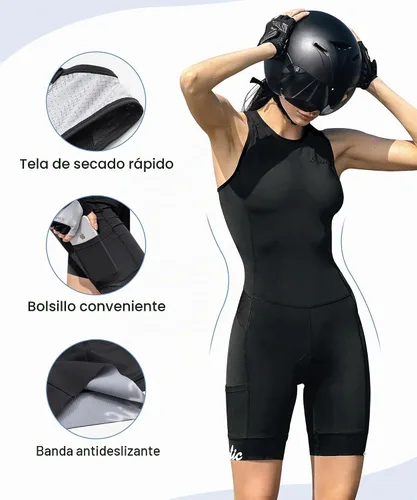 Vista 2 de Santic Traje de triatlón de una pieza sin mangas para mujer Negro
