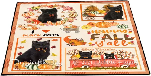 Vista 10 de Doggie of the Day Black Cats Floor Mat - 4th of July Independence Day - Best Dog Doormat - Protector Decor - Unique Portrait Art - Premium Quality