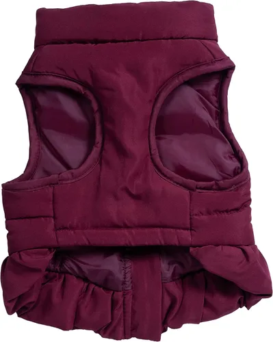 Vista 2 de Christian Siriano New York Chaqueta acolchada con volantes morados para perros, S Púrpura