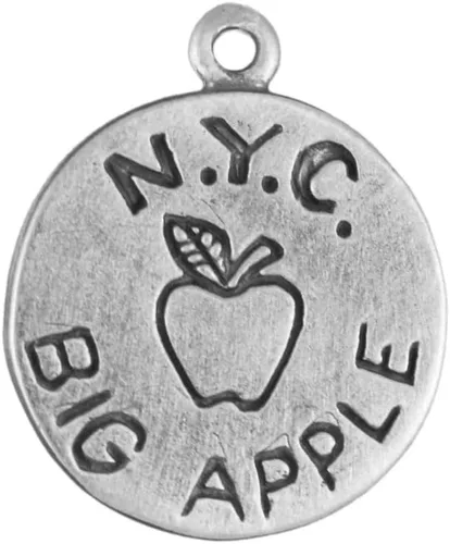 Vista 2 de Charm de disco de viaje de doble cara de la ciudad de Nueva York Artículo #46583, Plata esterlina, No es una piedra preciosa