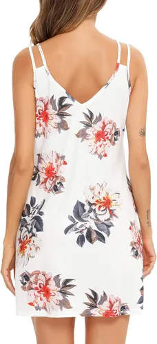 Vista 6 de Camisón estampado para mujer, vestido de dormir sin mangas, talla grande, ropa de dormir con bolsillos