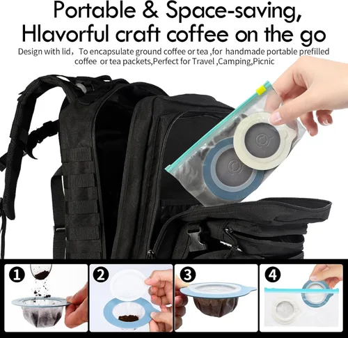 Vista 3 de Gotero portátil para verter sobre café, filtro de café reutilizable, cafetera para camping, cafetera de viaje (50, azul)