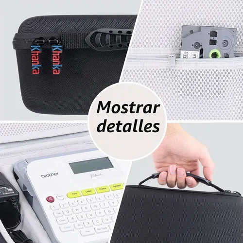Vista 8 de Khanka Funda protectora rígida de viaje para Brother P-Touch Pt-d400 Negro