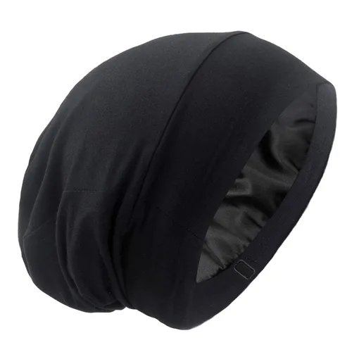 Vista 16 de Gorro de Dormir con Forro de Satén de Seda - Ajustable que se Mantiene Toda la Noche, Cobertura Envolvente para el Cabello, Gorro Holgado