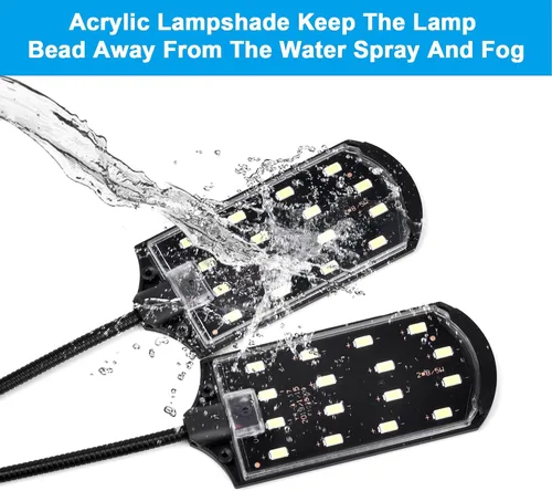 Vista 3 de WEAVERBIRD Doble cabeza acuario tanque de peces luz 15W 32 LED acuario plantado clip lámpara 1600LM iluminación LED blanca para 8-15 pulgadas tanque