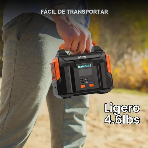 Vista 8 de Estación de energía portátil Bailibatt 300W, 257Wh, 4.6lbs Generador solar Naranja