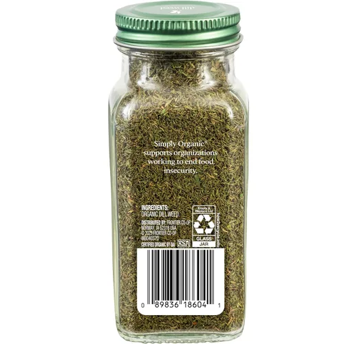 Vista 2 de Simply Organic Eneldo en Polvo Cortado y Cernido Orgánico Certificado, 0.81 onzas envase Ligero y suave, delicado sabor combina con ensaladas
