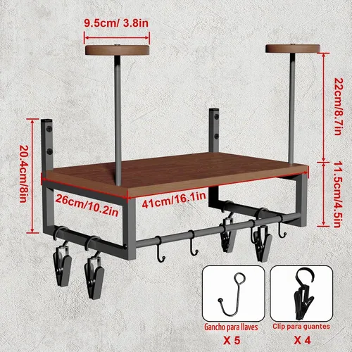 Vista 5 de Soporte de pared para casco, estante retro para casco con tabla de madera, 2 soportes para casco para almacenamiento de equipo de motocicleta