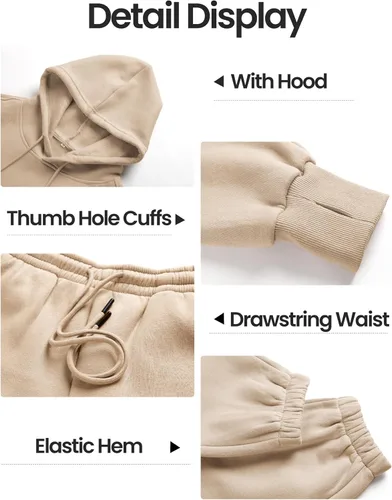 Vista 5 de Lianlive Conjunto de sudadera con capucha de forro polar para mujer, conjunto de dos piezas, sudaderas y pantalones deportivos