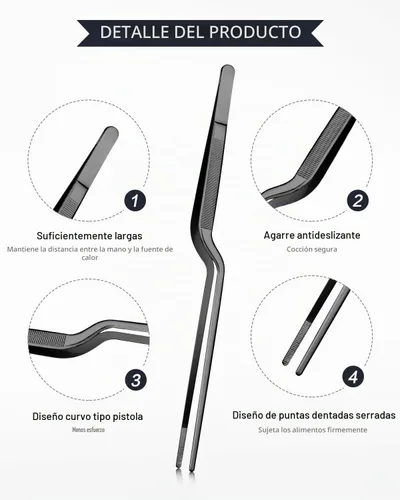 Vista 2 de Juego de pinzas de cocina de 10 pulgadas y pinzas compensadas, puntas dentadas de precisión, pinzas de chef profesional de acero inoxidable
