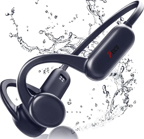 Vista 7 de FEICO Auriculares de conducción ósea, auriculares Bluetooth 5.3 de oreja abierta con micrófono Modo MP3 integrado de 32 GB y 10 horas de Negro