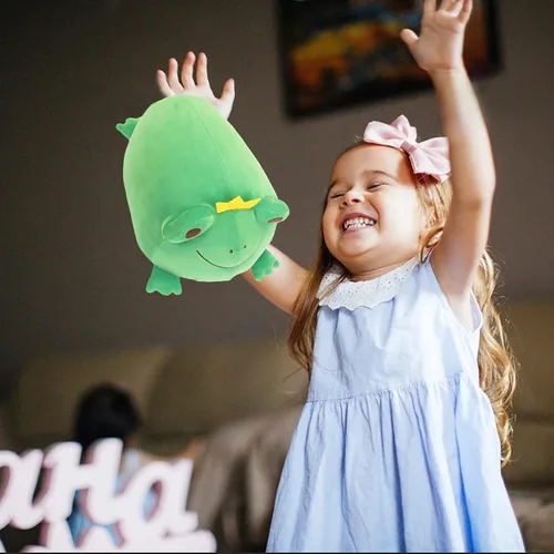 Vista 4 de Animal de peluche de rana súper suave, linda almohada de rana para acurrucar, adorable juguete de peluche de rana, regalo para niños pequeños, niñas