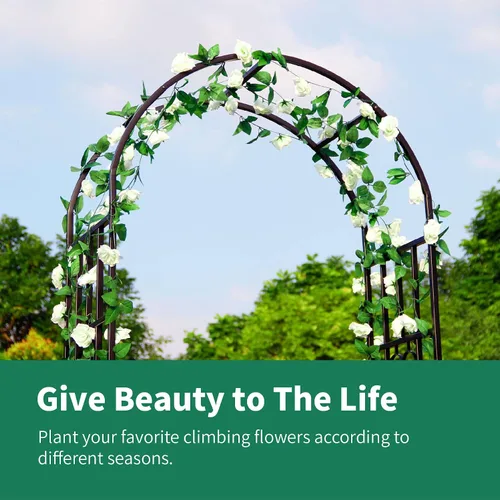 Vista 3 de Cenador de pérgola de metal, 100 pulgadas de alto x 45 pulgadas de ancho, arco de jardín para ceremonia de boda, fiesta, plantas de hierro curvado