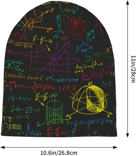 Vista 3 de Math Science Formulas Beanie Hat para hombres y mujeres, gorro de invierno cálido sombrero de punto holgado grueso gorra de calavera, Fórmulas