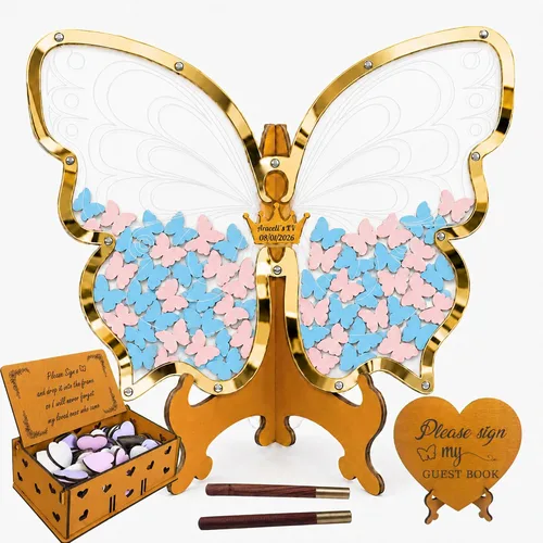Vista 16 de Alternativa personalizada de libro de invitados con mariposas, libro de invitados para quinceañera, libro de invitados con mariposas para cumpleaños