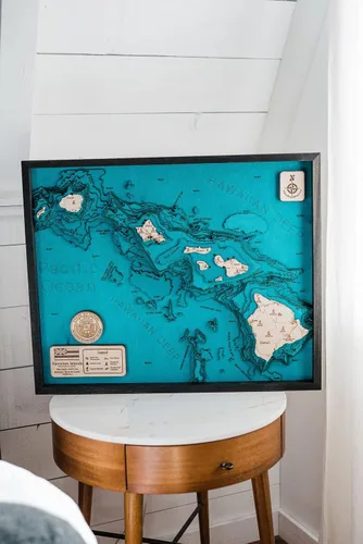 Vista 9 de Mapa de madera 3D de las islas hawaianas, grande, 24 pulgadas de largo x 31 pulgadas de ancho