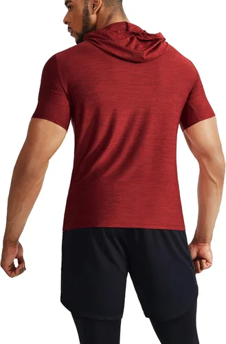 Vista 5 de NELEUS Camisa deportiva Dry Fit Performance con capucha para hombre