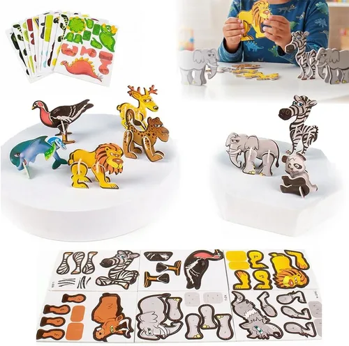Vista 8 de Juego de rompecabezas de papel de insectos creativo 3D de bricolaje, 100 piezas educativas 3D de animales, rompecabezas de insectos inteligentes